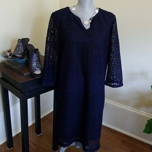 Chicos navy lace dress Large